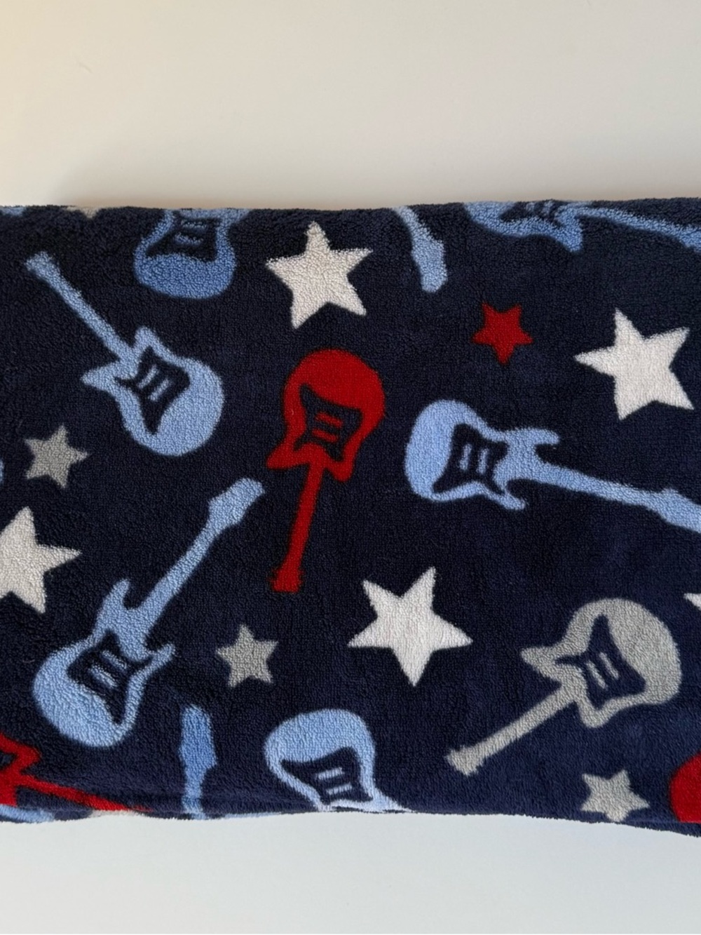 Okie Dokie Navy Blue Red Guitar Stars Rock Baby Blanket